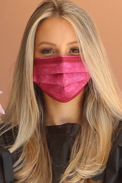 mascara descartavel cirurgica marsala com elastico color destak com 50 unidades 10