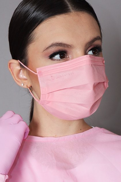 mascara descartavel rosa com elastico color destak com 50 unidades nova2